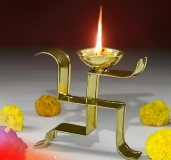 Swastik Diya for Home Pooja Temple Decoration and Festival Use