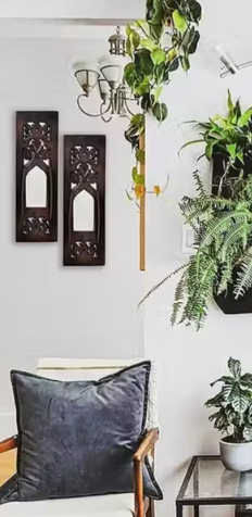 Wooden Jharoka Wall Panel Mirror Set