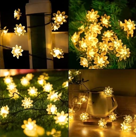 Party Lotus Flower String Lights for Home Decoration 5 Meter 14 LED Warm White
