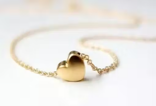 Gold Heart Shape Necklace Chain - Micro Gold Plated Pendant for Girls & Women