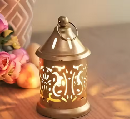 Luxury Golden Lantern Set of 2 Decorative Metal Candle Holders for Home, Office & Diwali Decor T-Light Holders for Festive Gifting