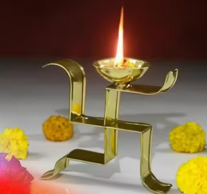 Swastik Diya for Home Pooja Temple Decoration and Festival Use