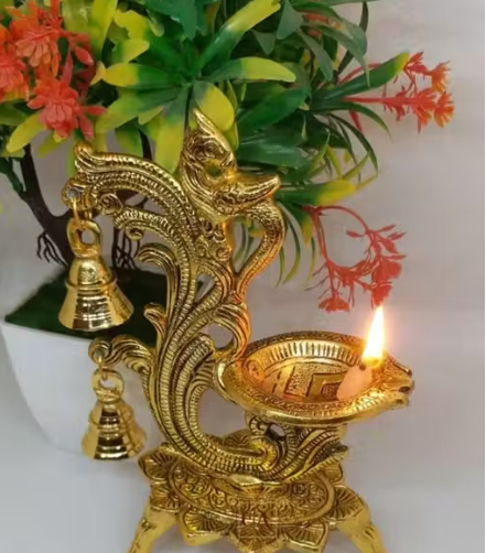 Brass Decorative Lighting Lamp for Home Temple Pooja Festival Decoration