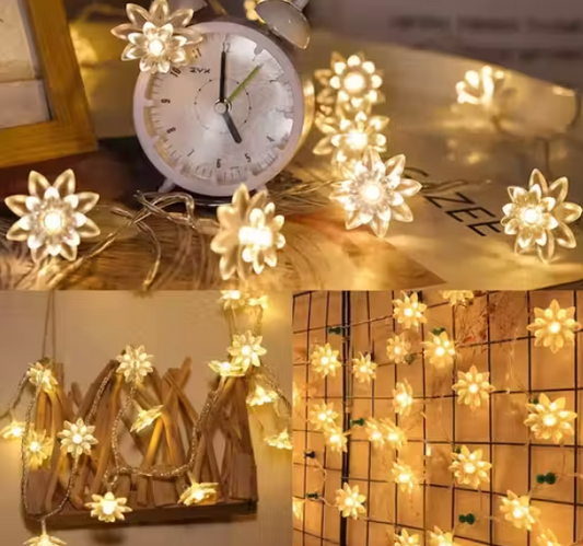 Party Lotus Flower String Lights for Home Decoration 5 Meter 14 LED Warm White