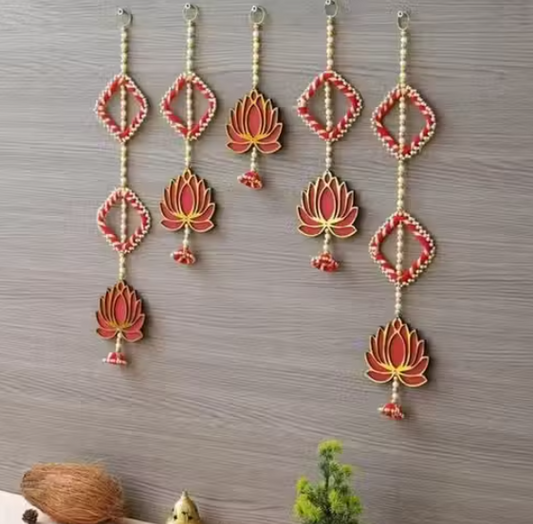 Floral Wall Hanging Decorations for Mandir Home Festival Set of 5
