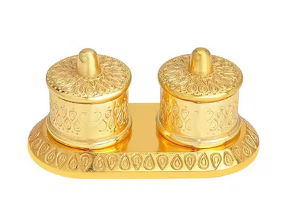 Metal Kumkum Holder Box with Laxmi Maa for Home Pooja Temple Gifting