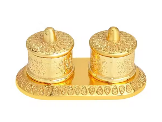 Metal Kumkum Holder Box with Laxmi Maa for Home Pooja Temple Gifting