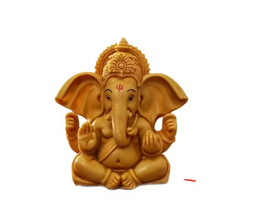 Resin Lord Ganesh Idol 10 cm x 10 cm x 5 cm for Car Dashboard and Home Decor