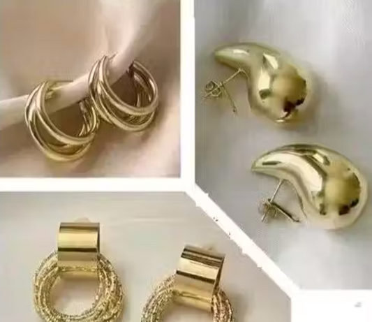 Korean Golden Hoop Earrings Combo | Stylish Trendy Earrings for Women & Girls