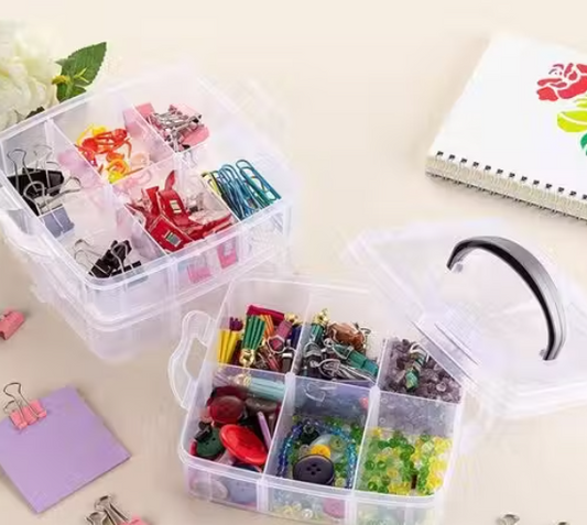 18 Grid Multipurpose Jewellery & Storage Organizer Box | White Plastic with Lid