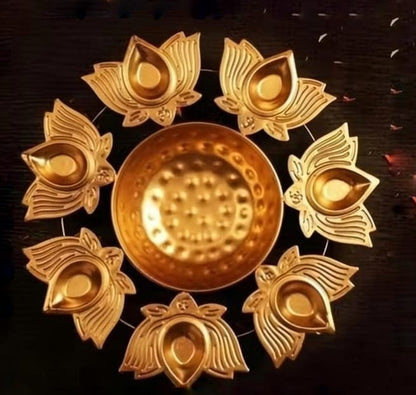 Metal Kamal Lotus Diya Urli Bowl Handcrafted Floating Flowers & Tea Light Candle Bowl Home, Office & Diwali Decor