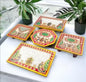 Floral Art Design Marble Pooja Chowki for Home Mandir Pack of 5